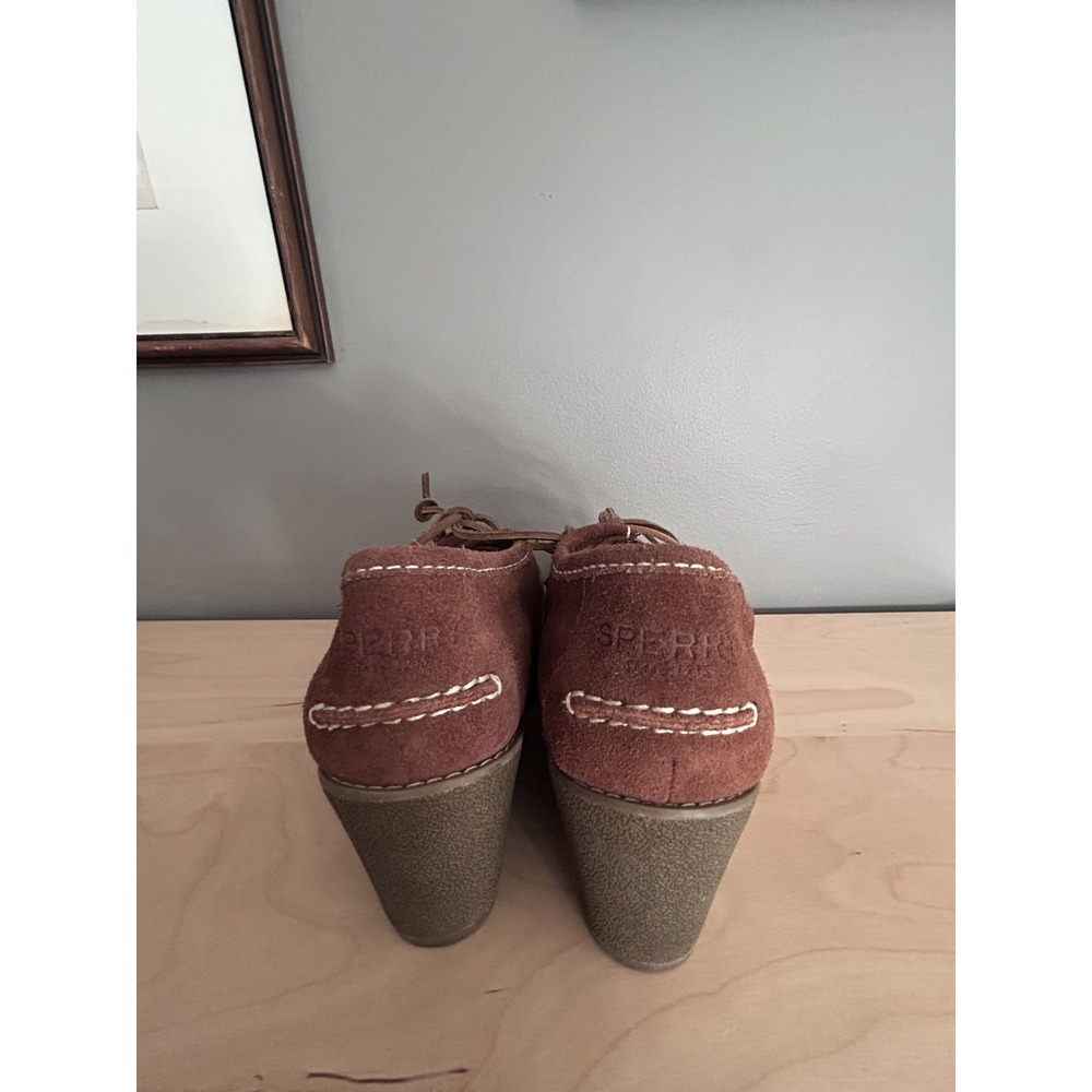 SPERRY Stella Keel Brown Suede Leather Lace-up Bootie Wedge‎ Heel Shoes Size 9.5 - Picture 6 of 9